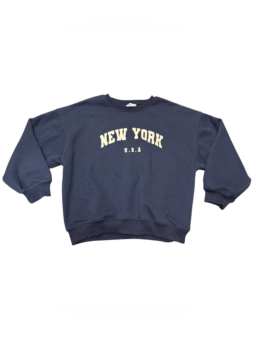 Princess Polly Navy Blue "New York U.S.A" Crewneck Sweatshirt Size 2 Small